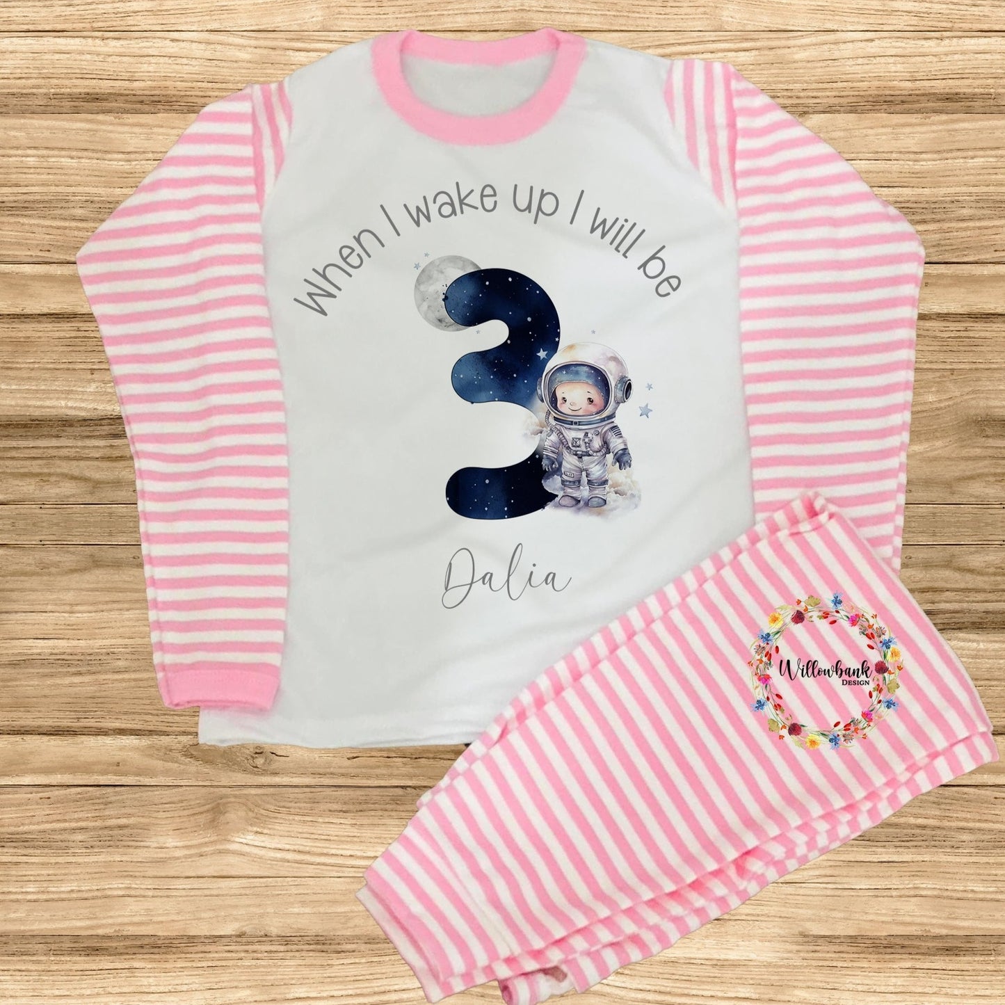When I Wake Up I Will Be - Personalised Astronaut Birthday Pyjamas