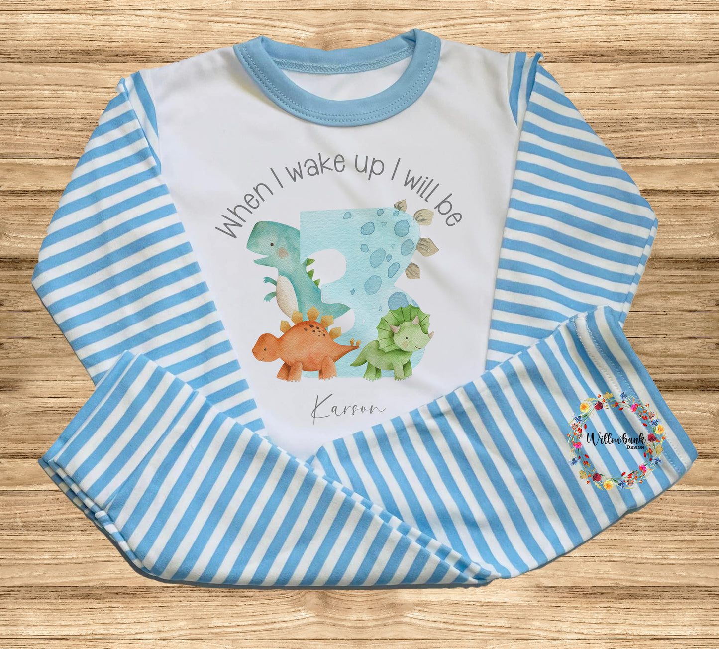 When I Wake Up I Will Be - Personalised Dinosaur Birthday Pyjamas
