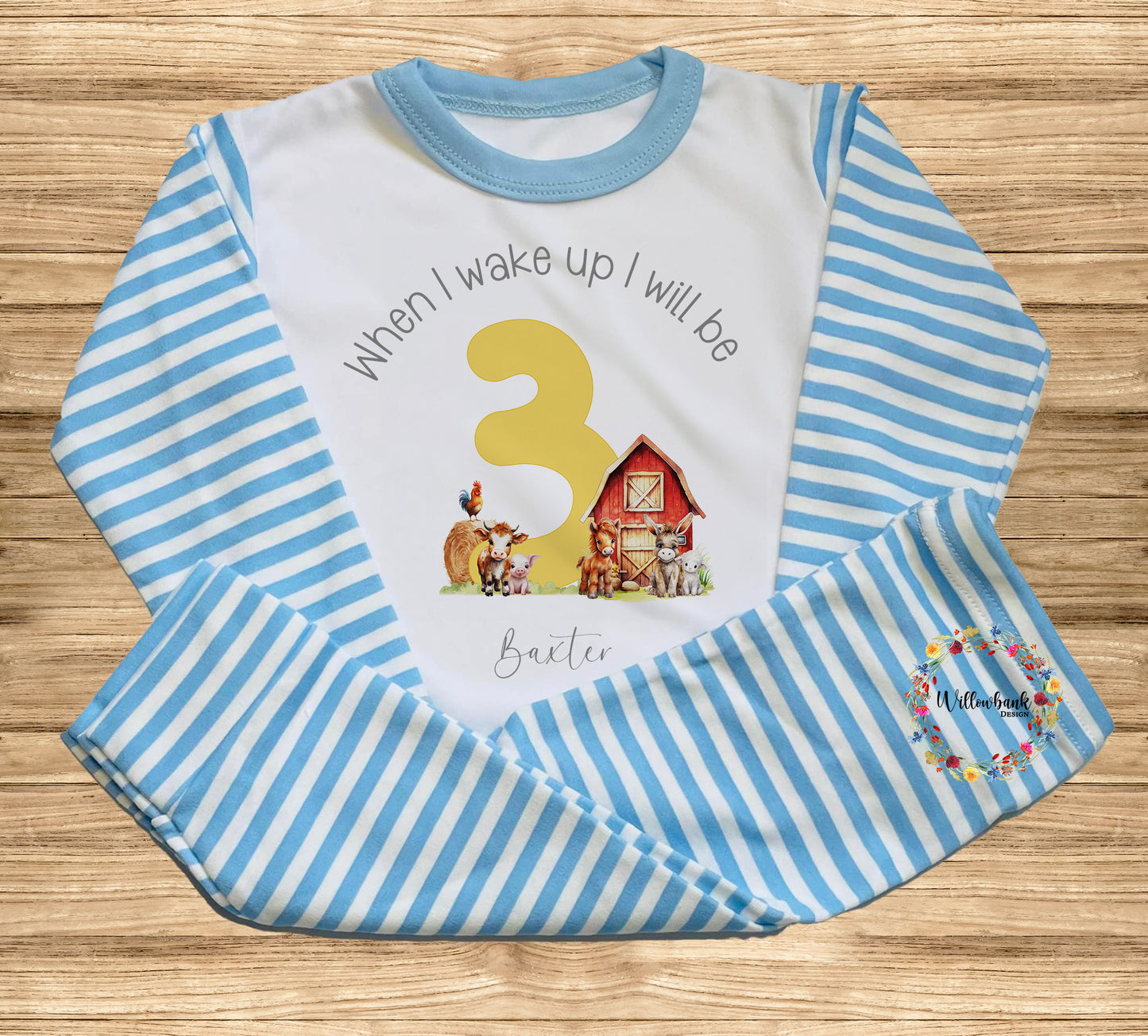 When I Wake Up I Will Be - Personalised Farmyard Birthday Pyjamas