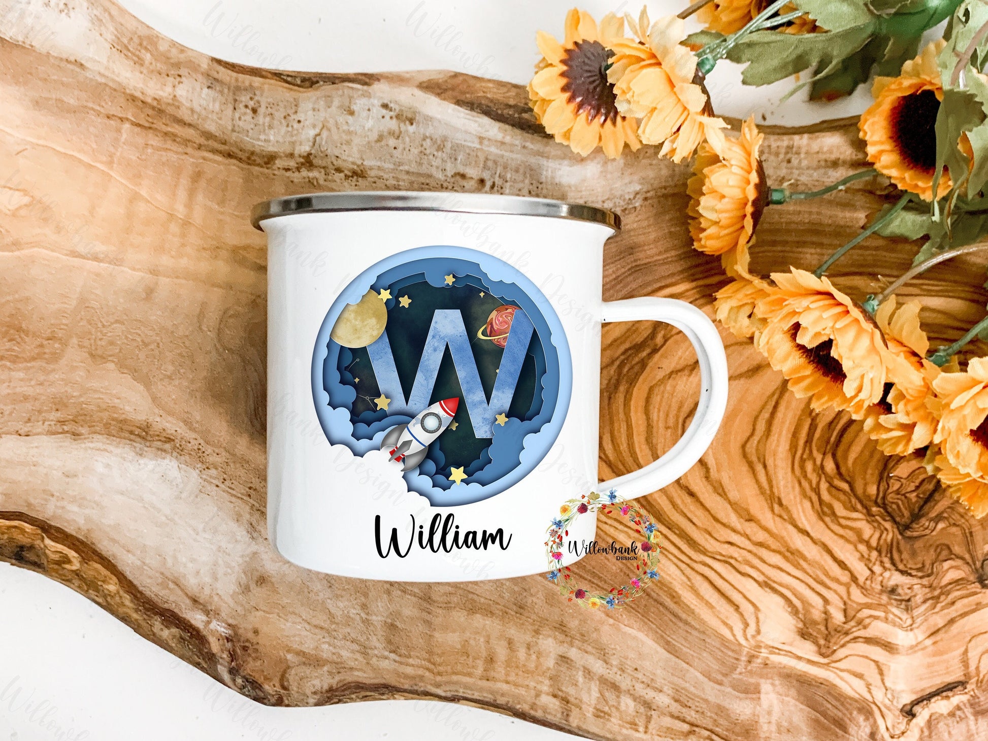 Children's Outer Space Personalised Kids 12oz Ename