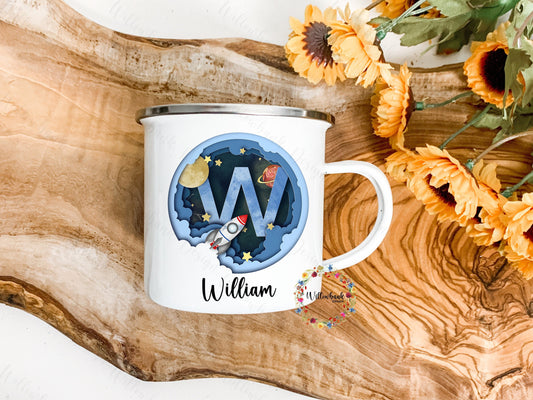 Children's Outer Space Personalised Kids 12oz Ename