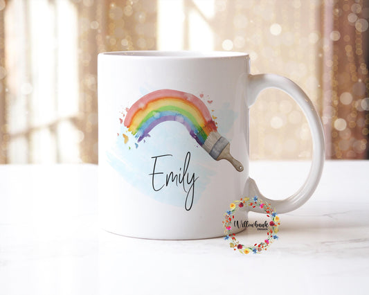 Personalised Rainbow Paint 11oz Mug