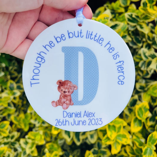Personalised New Baby Bear Acrylic Hanging Decoration | Premature | Preemie | NICU | Neonatal