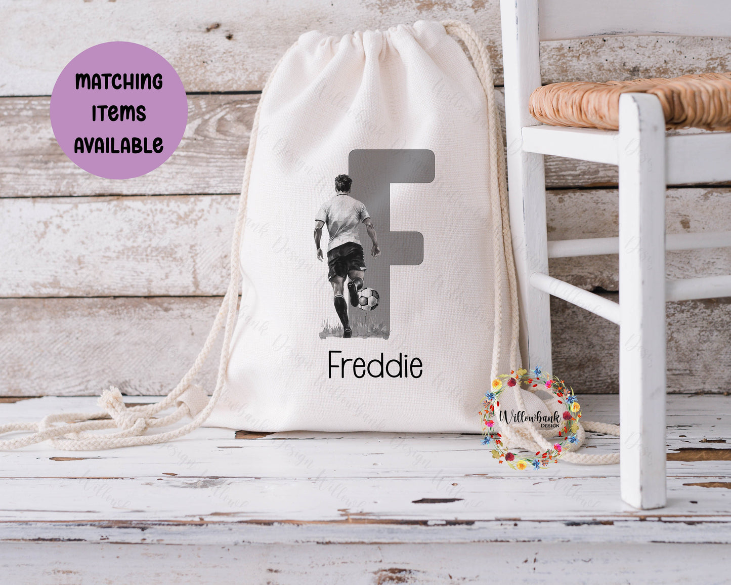 Personalised Football Drawstring Bag