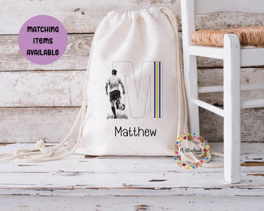 Personalised Football Drawstring Bag
