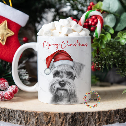 Personalised Sketchy Miniature Schnauzer Christmas 11oz Mug