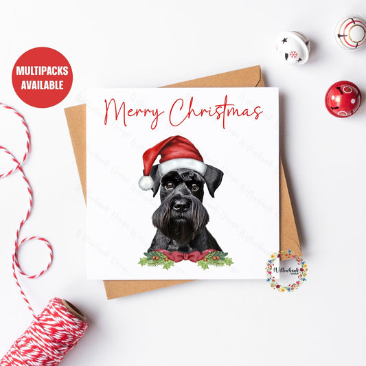 Miniature Schnauzer Christmas Card l Black Schnauzer l Dog Lover Festive Card