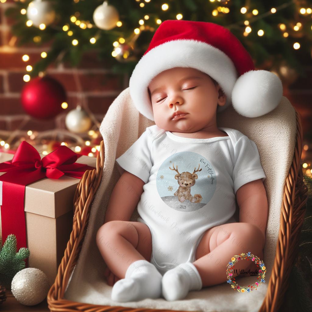 Personalised Baby's First Christmas Baby Bodysuit