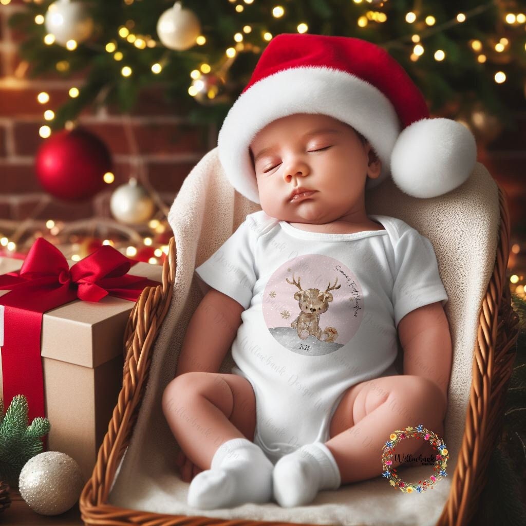 Personalised Baby's First Christmas Baby Bodysuit