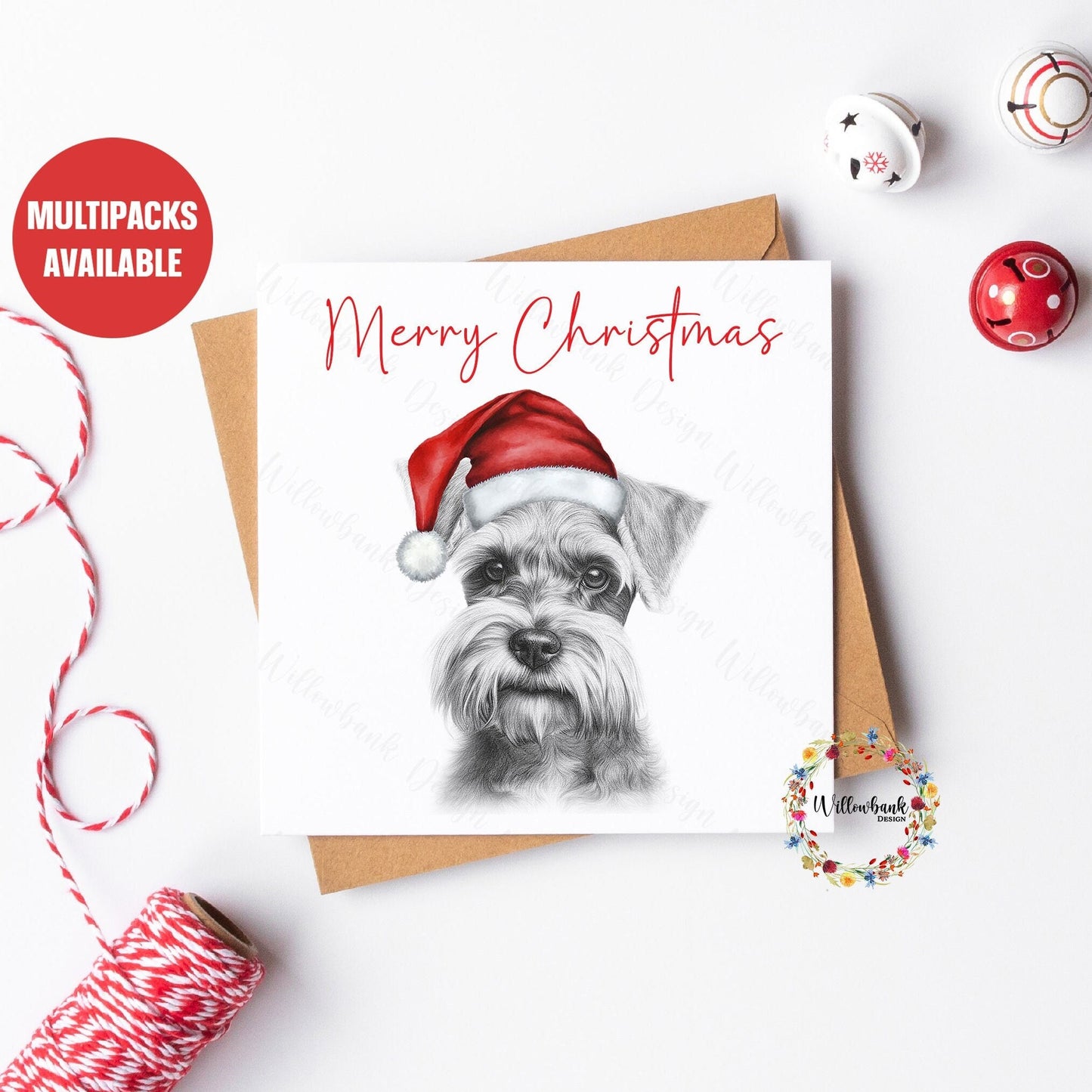 Personalised Sketchy Miniature Schnauzer Christmas Card