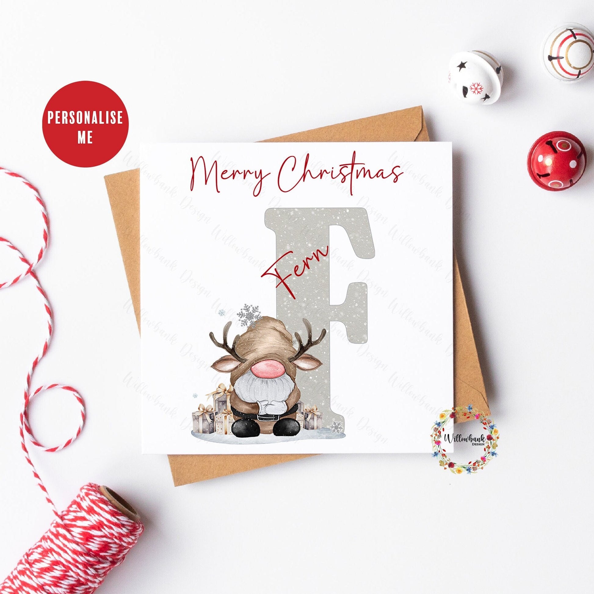 Personalised Christmas Reindeer Gonk Card