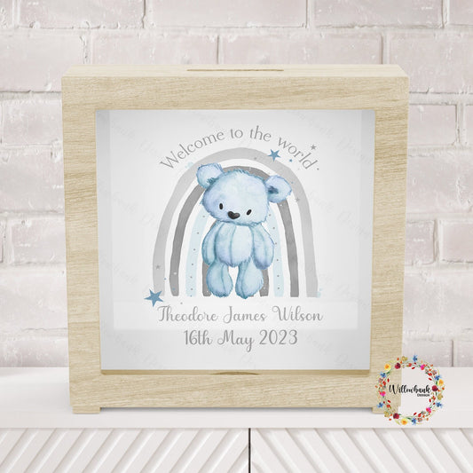 Personalised Welcome To The World Money Box
