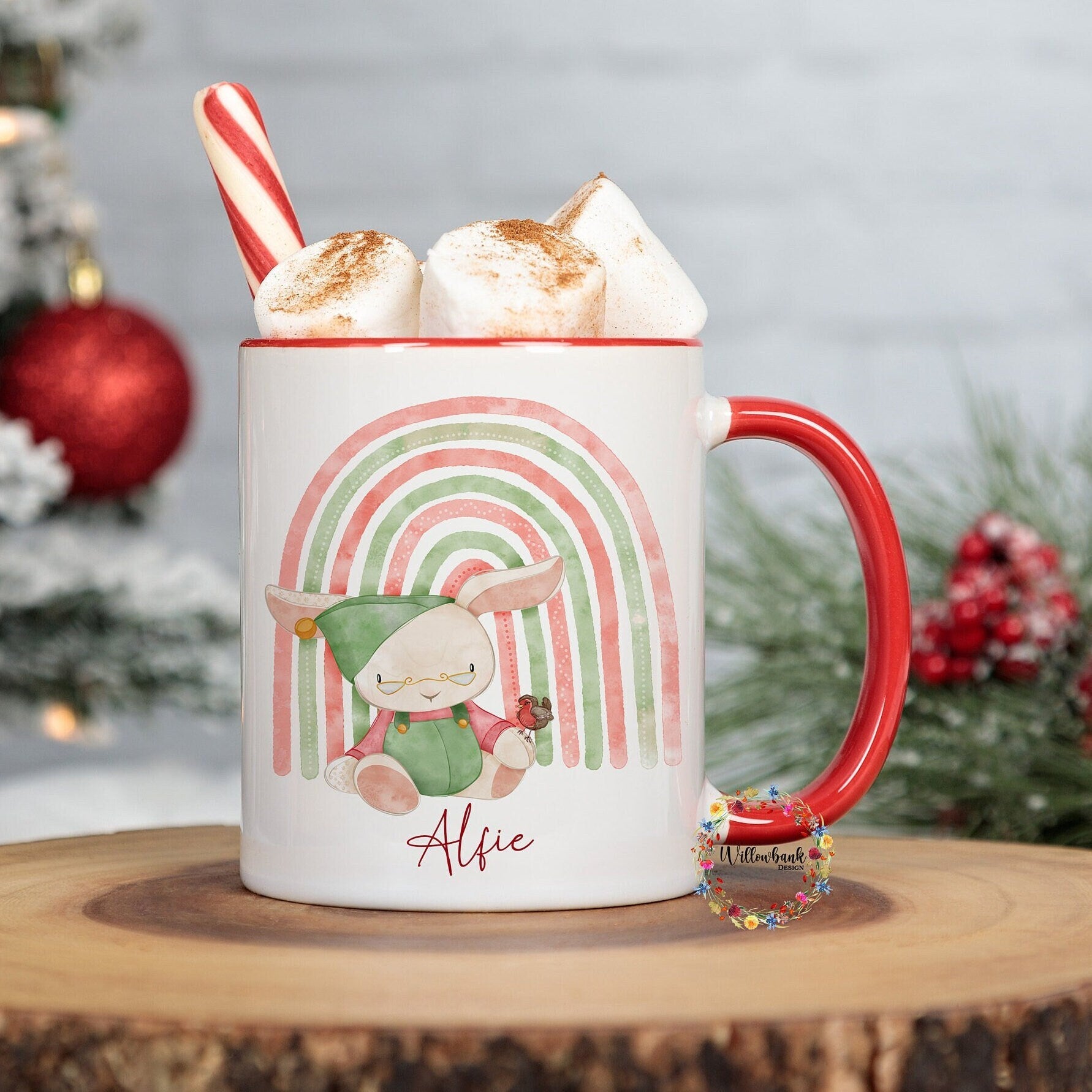 Personalised Santa's Workshop Elf Rainbow 11oz Mug