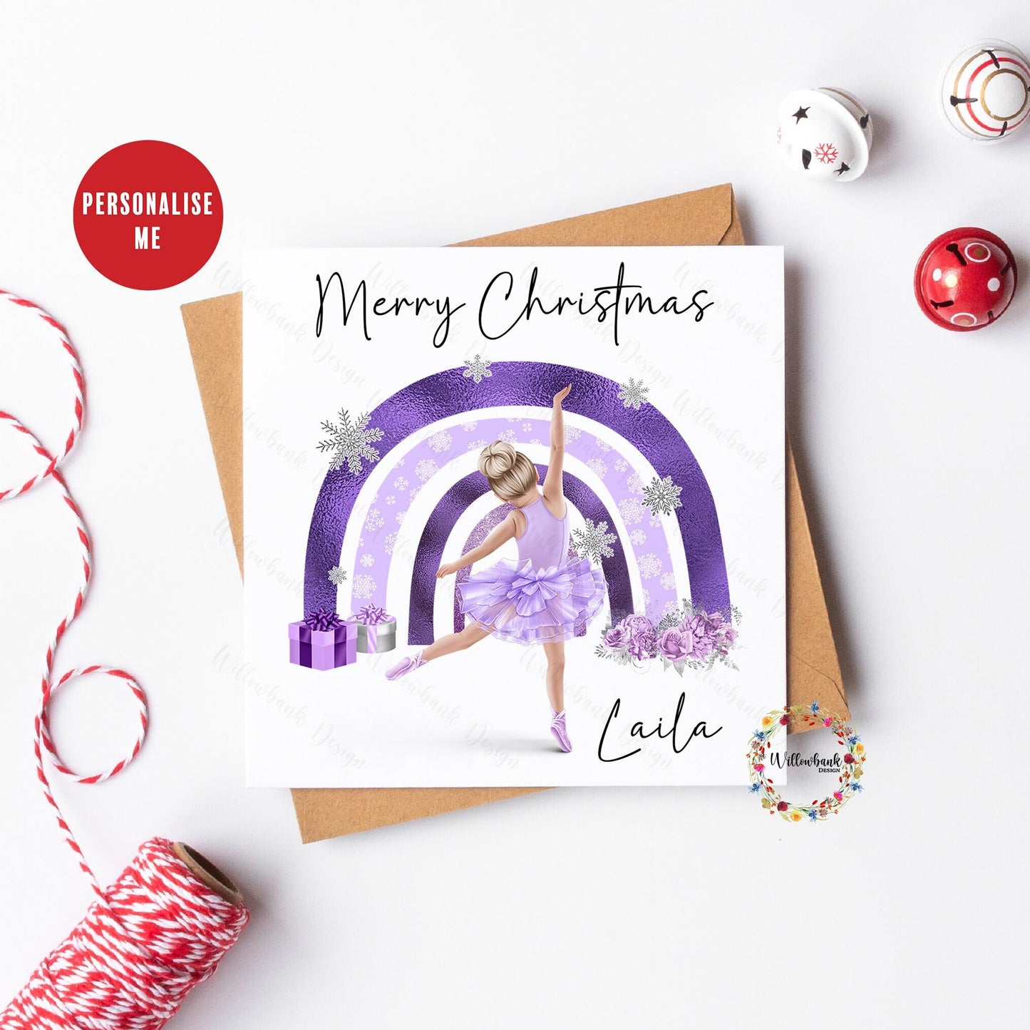 Personalised Ballerina Christmas Card