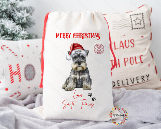 Personalised Sketchy Miniature Schnauzer Christmas Christmas Sack