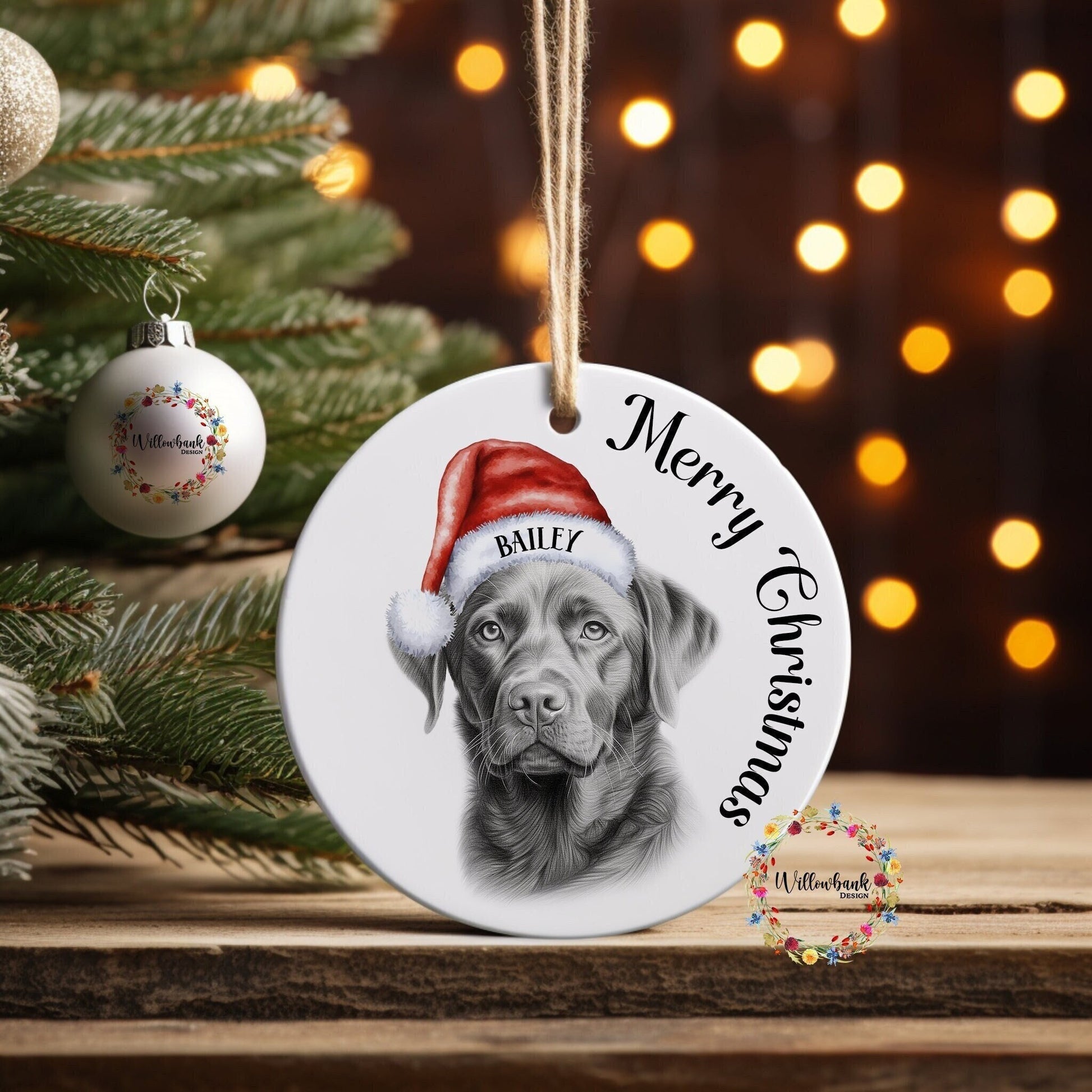 Personalised Sketchy Labrador Christmas Tree Decoration