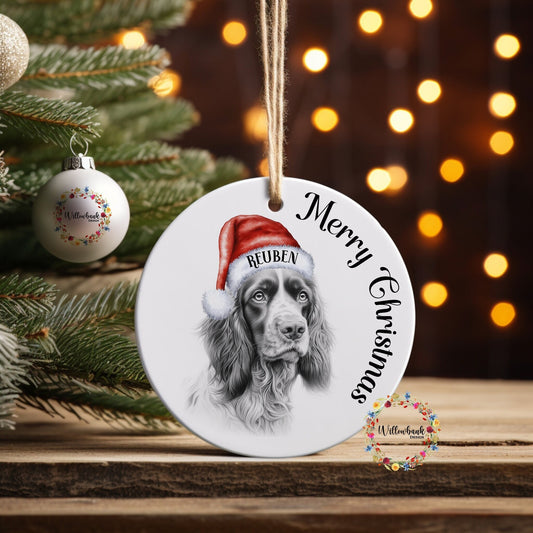 Personalised Sketchy Springer Spaniel Christmas Decoration