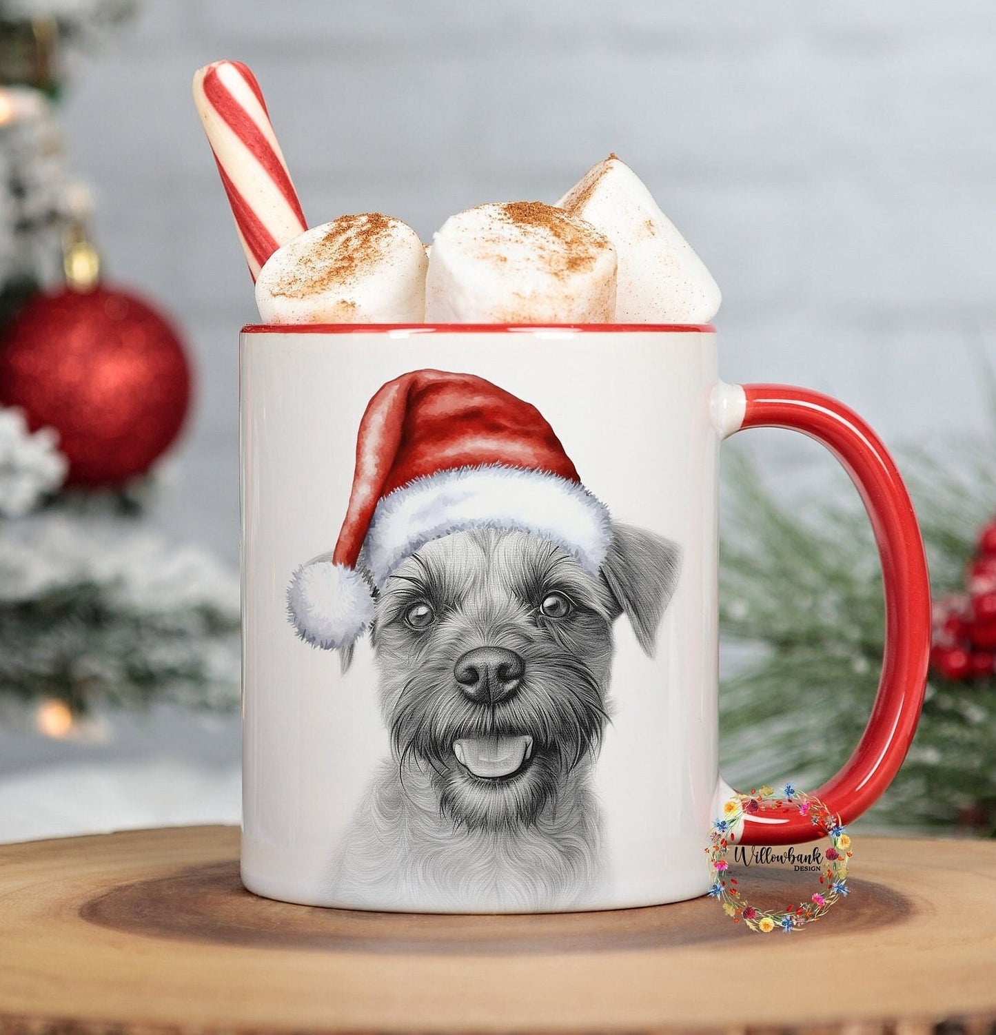 Personalised Sketchy Border Terrier Christmas 11oz Mug