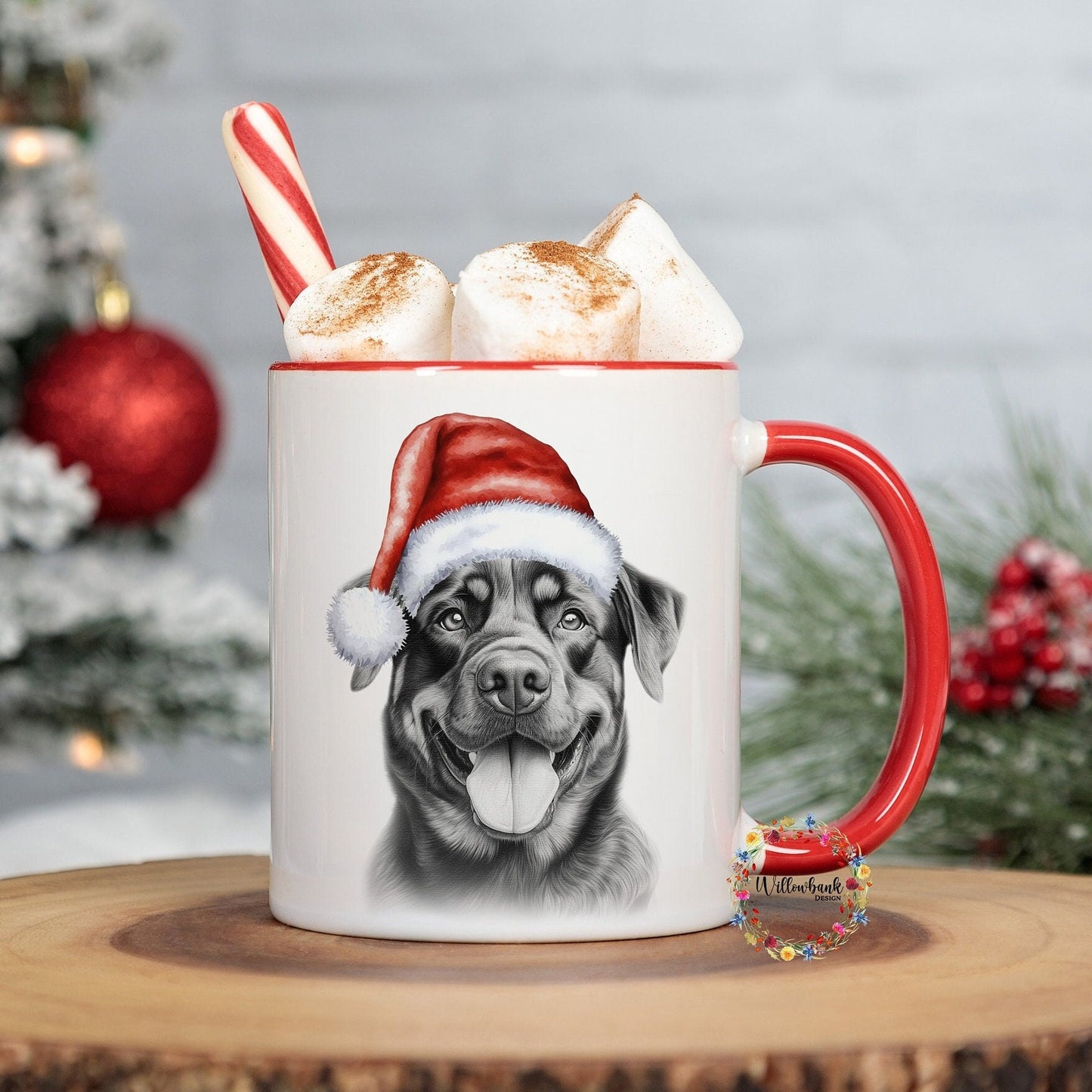 Personalised Sketchy Rottweiler Christmas 11oz Mug