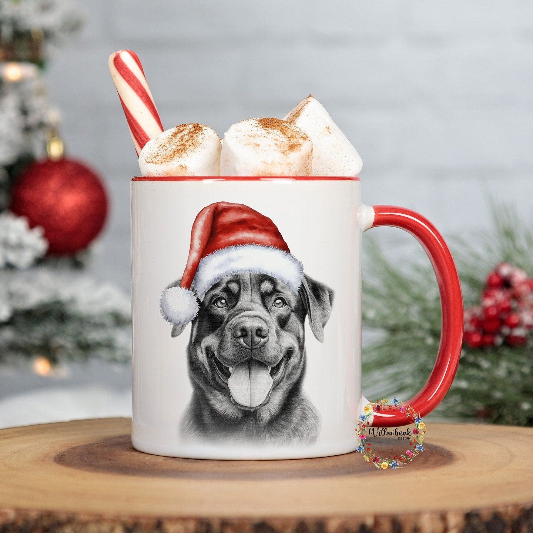 Personalised Sketchy Rottweiler Christmas 11oz Mug