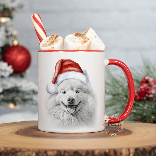 Personalised Sketchy Samoyed Christmas 11oz Mug