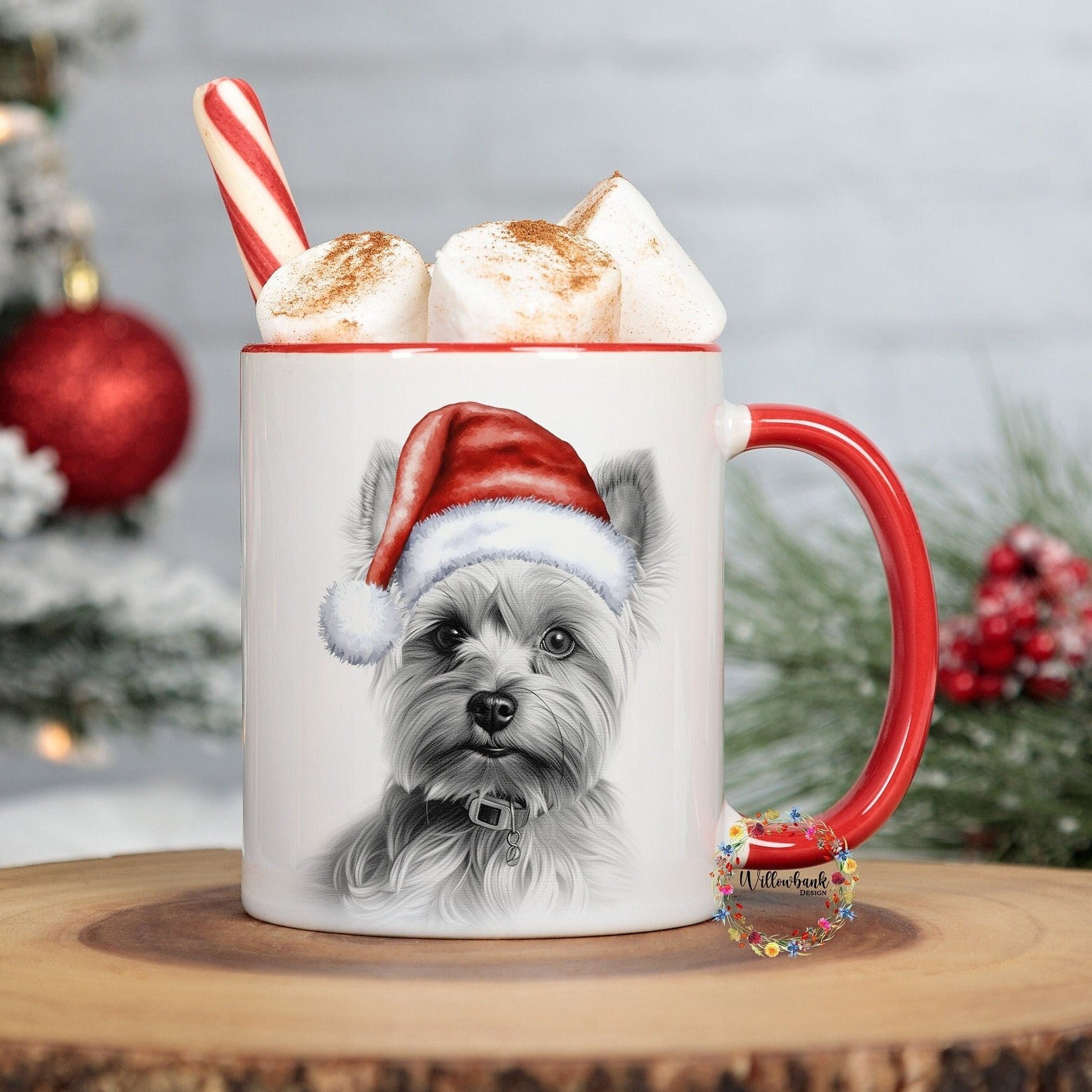 Personalised Sketchy Yorkie Christmas 11oz Mug