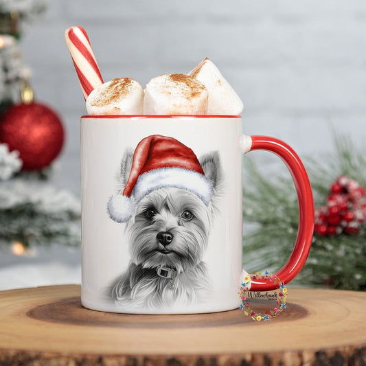Personalised Sketchy Yorkie Christmas 11oz Mug
