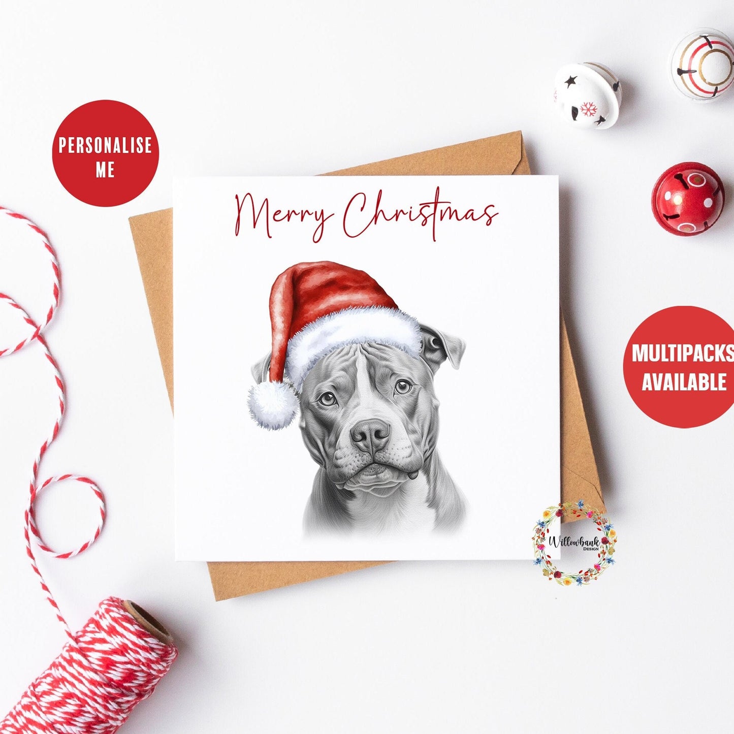 Personalised Pitbull Christmas Card