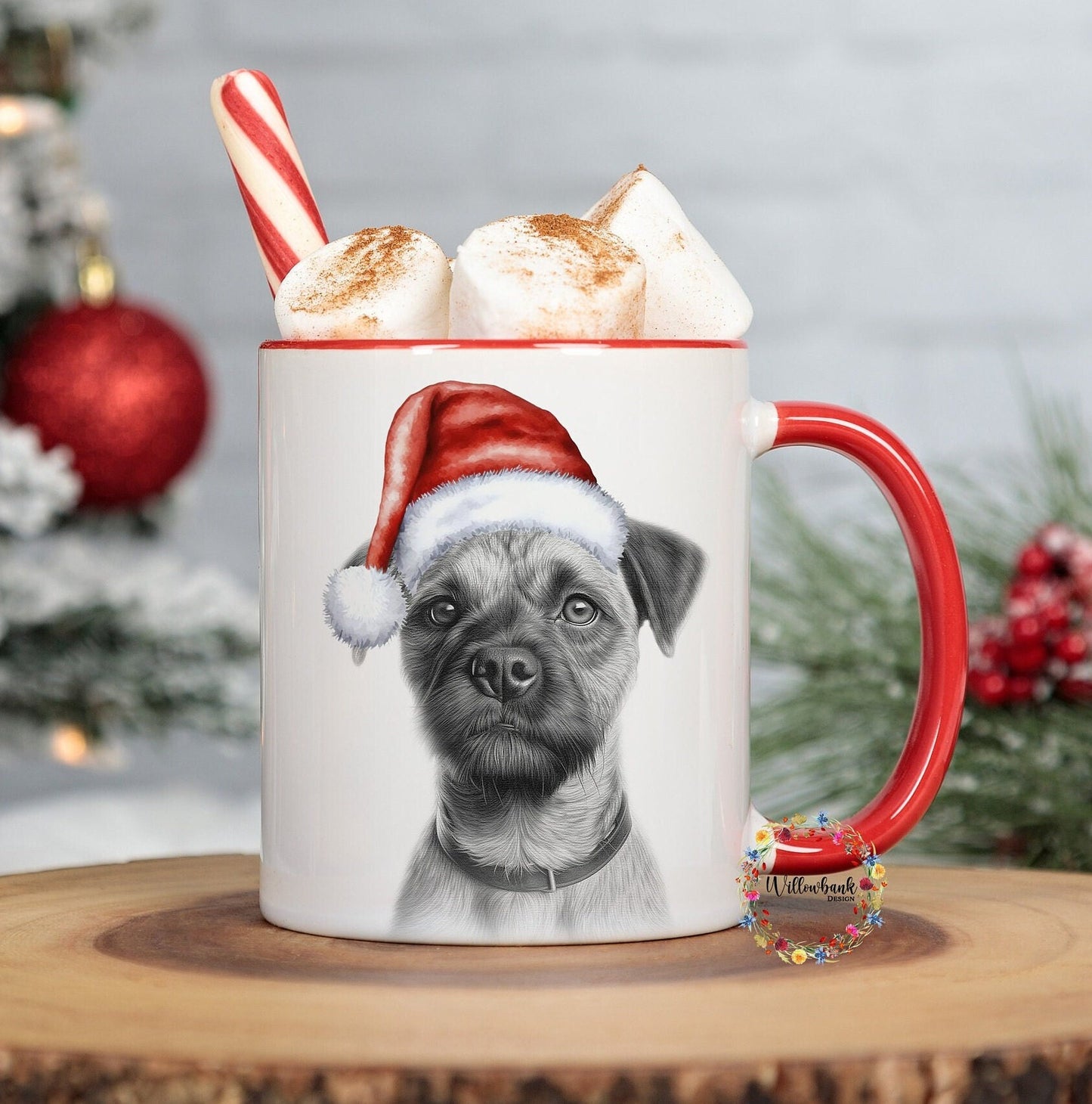 Personalised Sketchy Border Terrier Christmas 11oz Mug