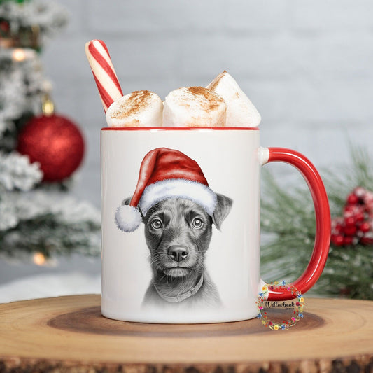 Personalised Sketchy Patterdale Terrier Christmas 11oz Mug