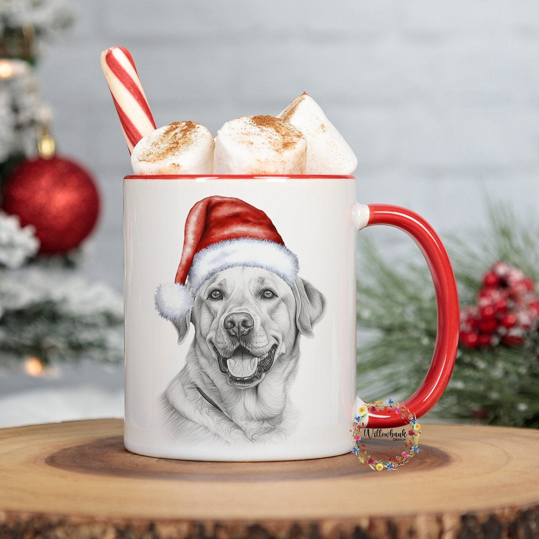 Personalised Sketchy Labrador Christmas 11oz Mug