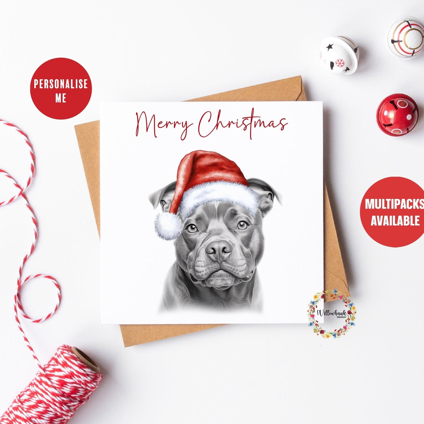 Multipack Personalised Staffy Christmas Card