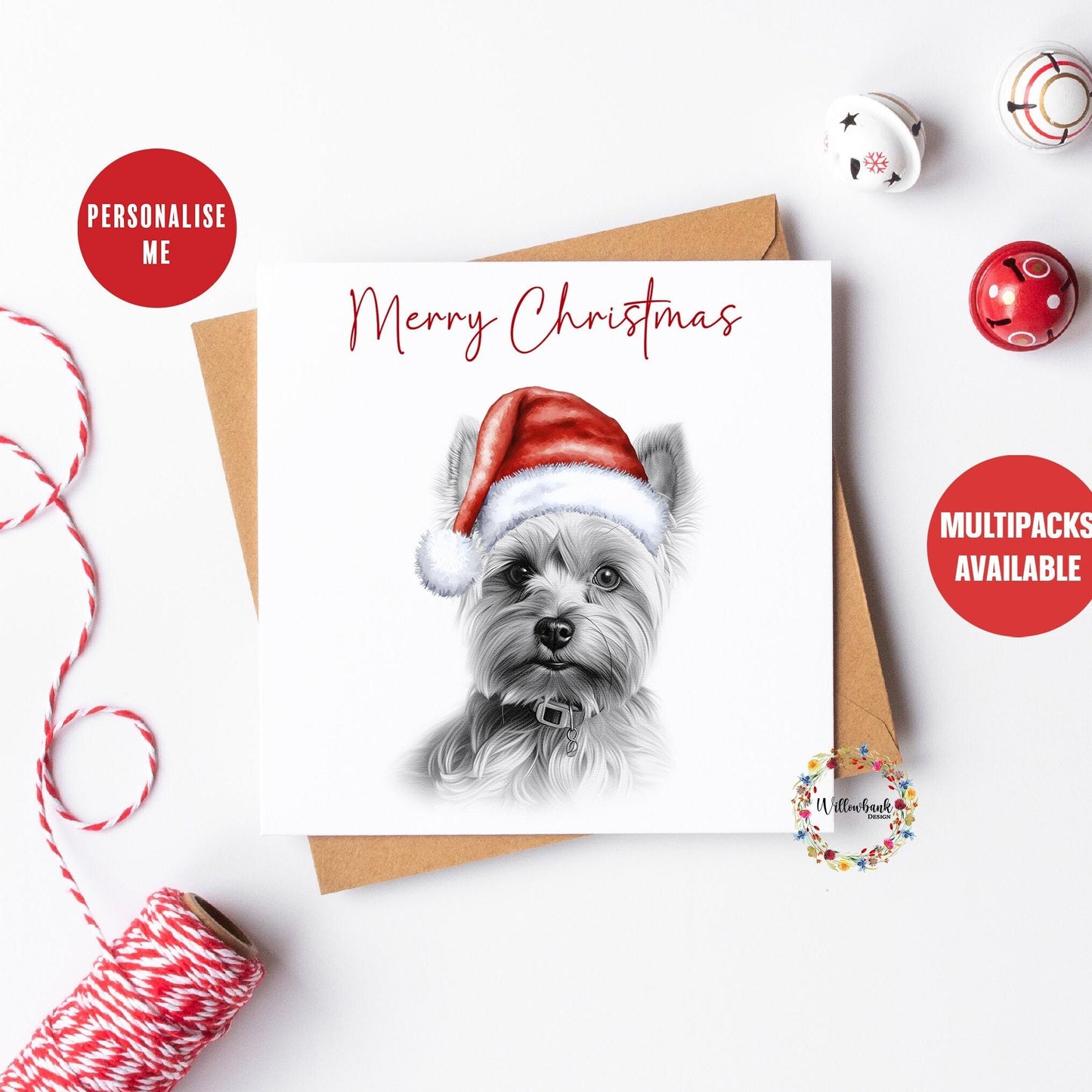 Multipack Personalised Yorkie Christmas Card