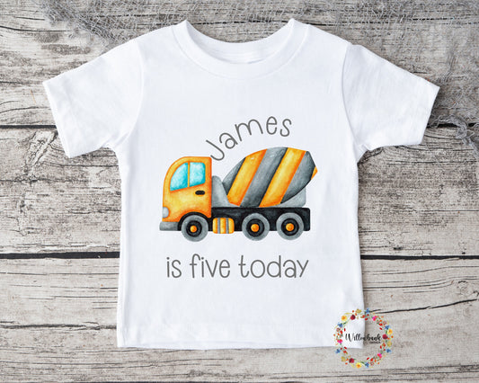 Personalised Happy Birthday Construction Vehicle Tshirt