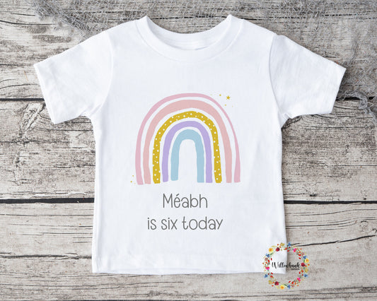 Personalised Happy Birthday RainbowTshirt