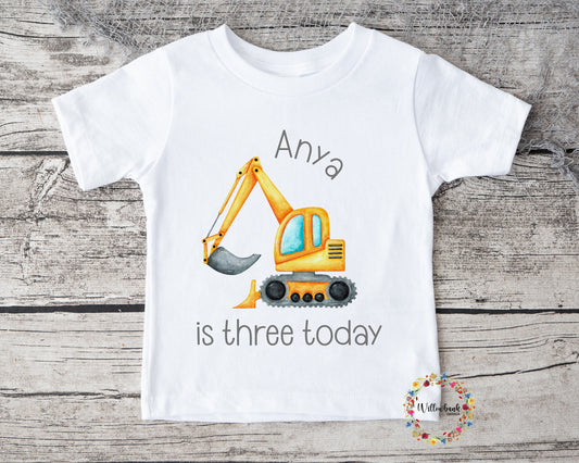 Personalised Happy Birthday Construction Vehicle Tshirt