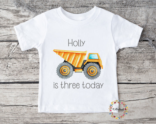 Personalised Happy Birthday Construction Vehicle Tshirt