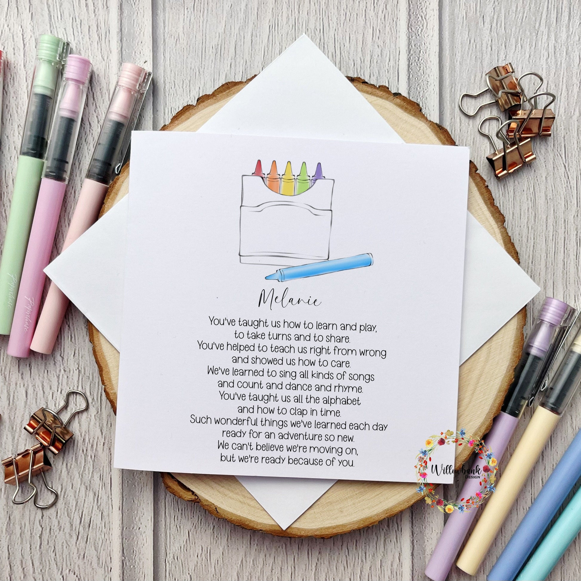 Personalised Nursery Teacher Card