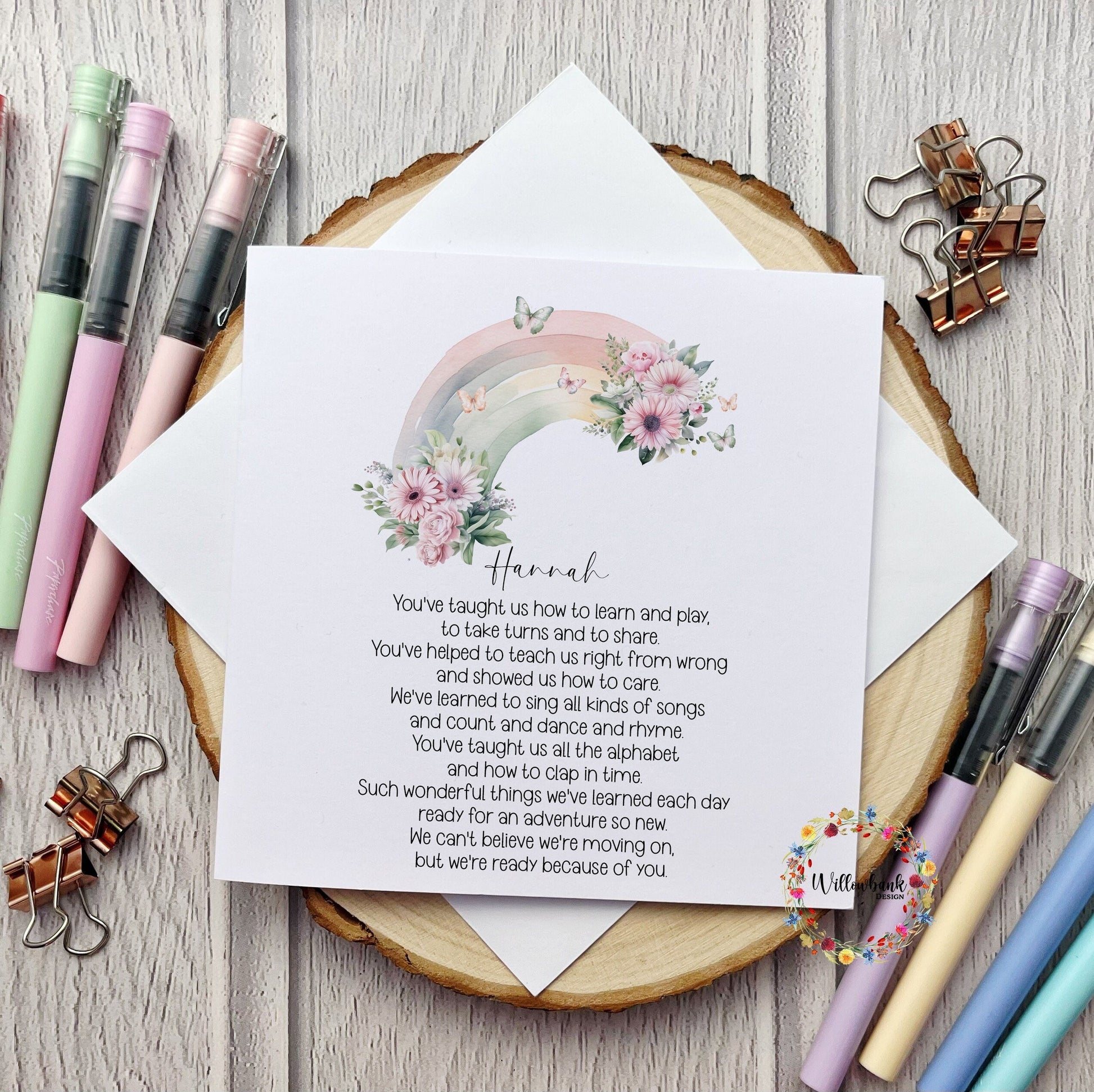 Personalised Nursery Teacher Card