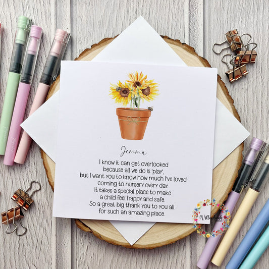 Personalised Nursery Teacher Card