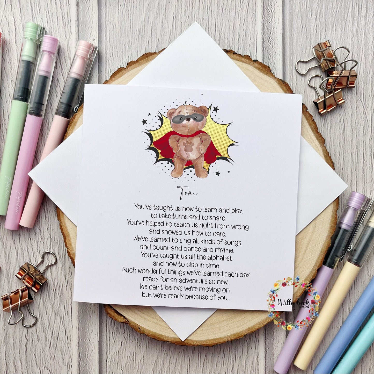 Personalised Nursery Teacher Card
