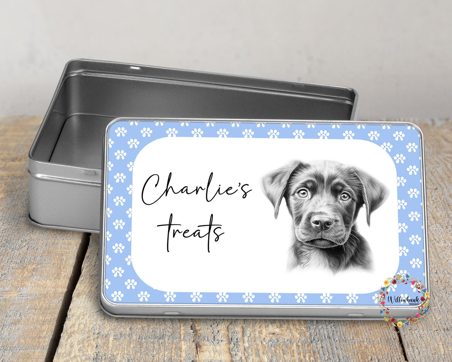 Personalised Labrador Puppy Dog Treat Tin