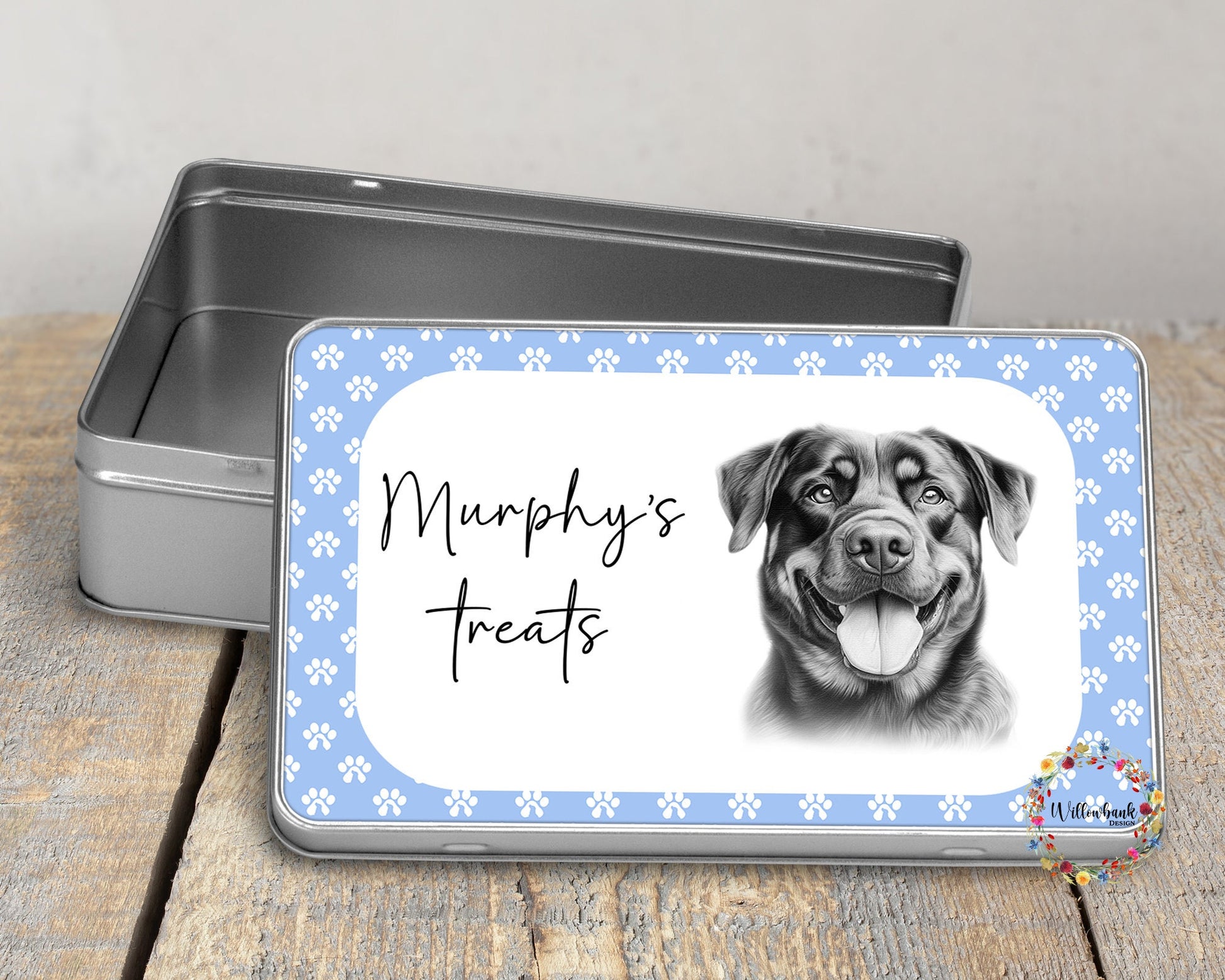 Personalised Rottweiler Dog Treat Tin