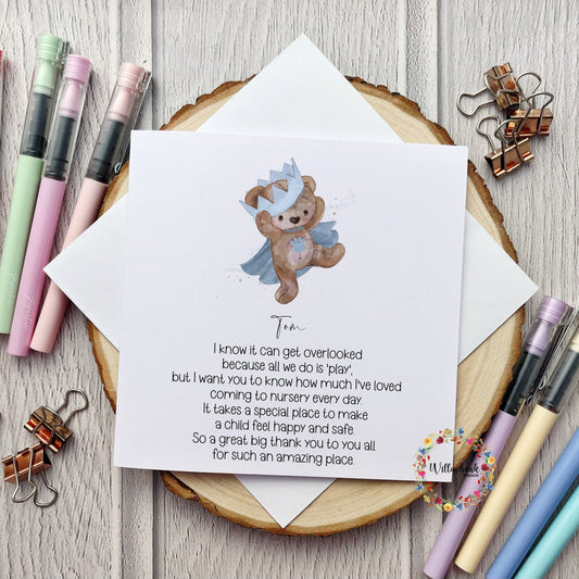Personalised Nursery Teacher Card