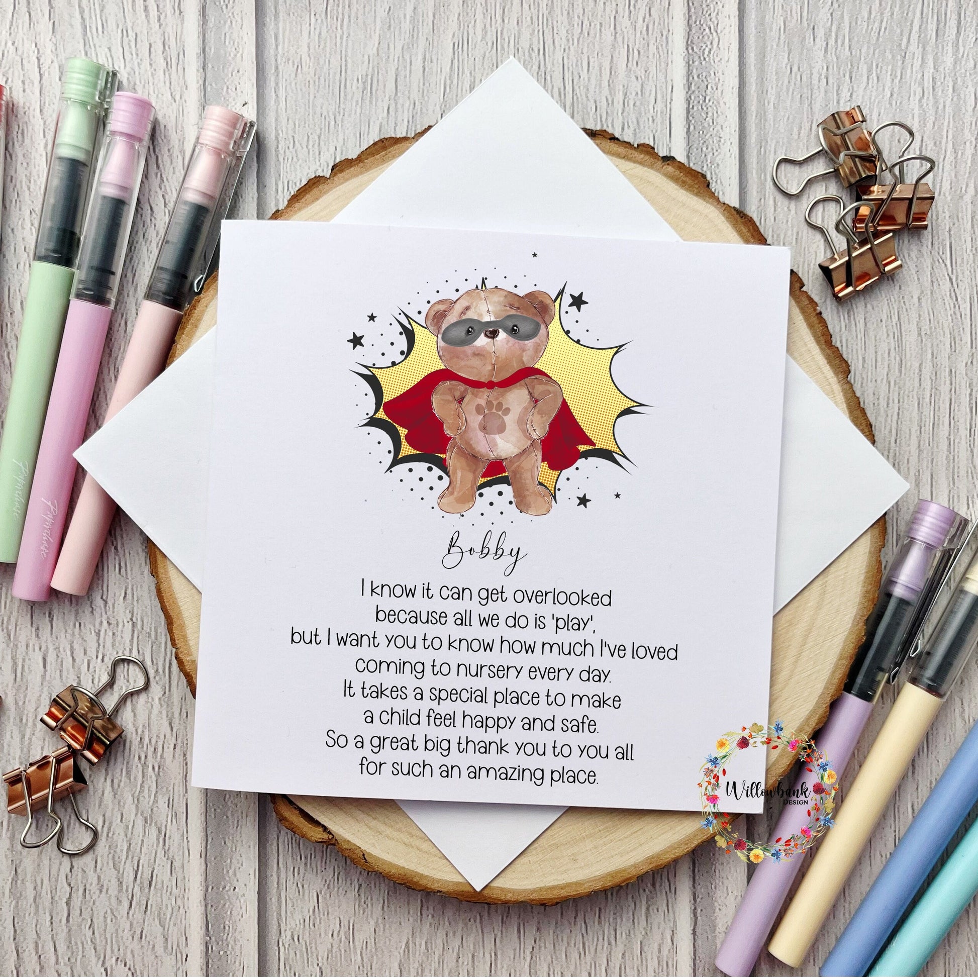 Personalised Nursery Teacher Card