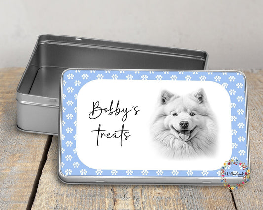 Personalised Samoyed DogTreat Tin