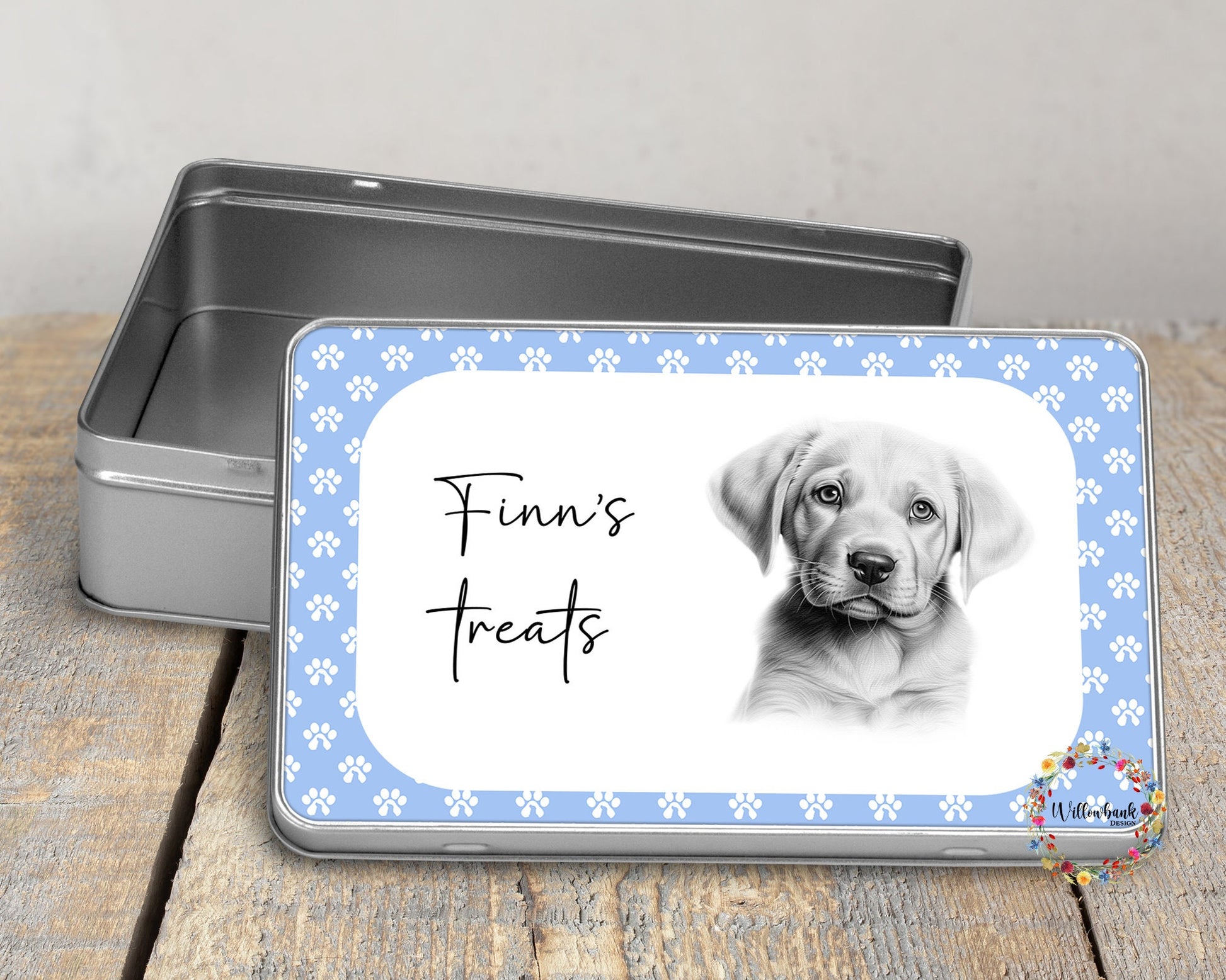 Personalised Yellow Labrador Puppy Dog Treat Tin