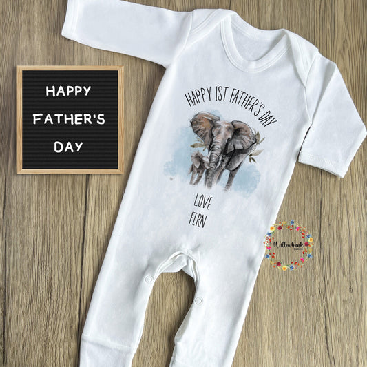 First Father's Day Elephant Babygrow