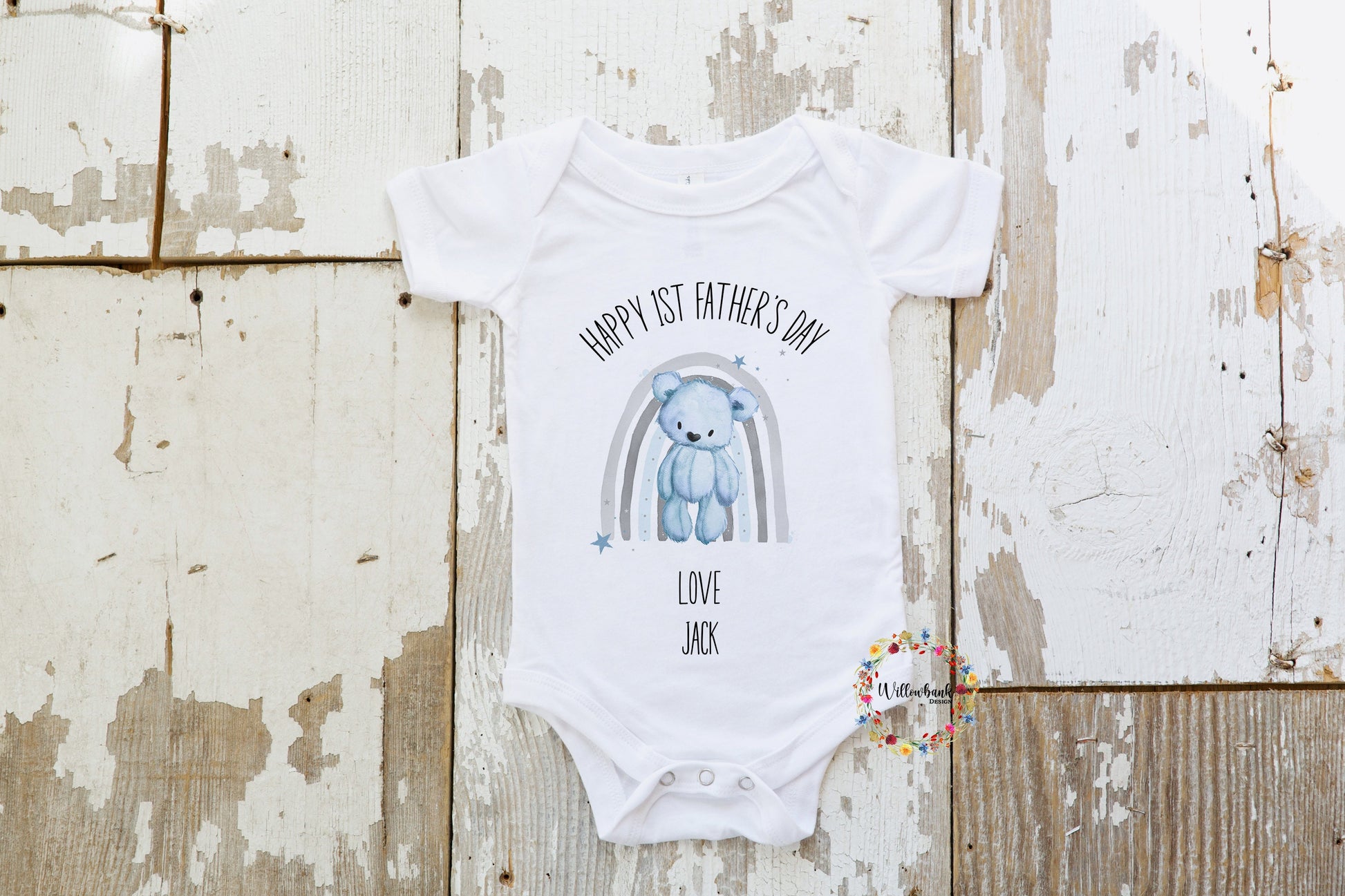 First Father's Day Rainbow Bear Babygrow