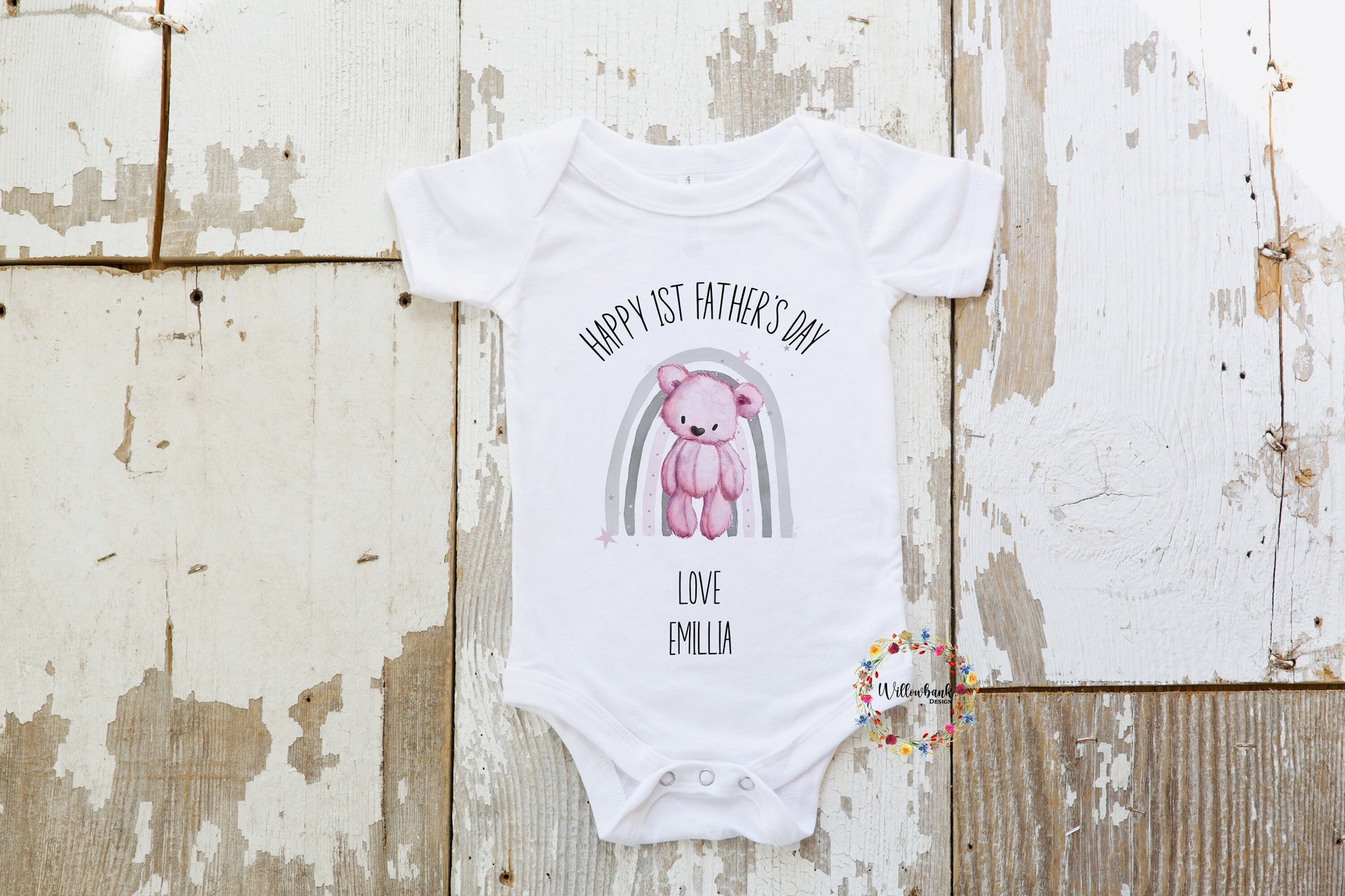 First Father's Day Rainbow Bear Babygrow